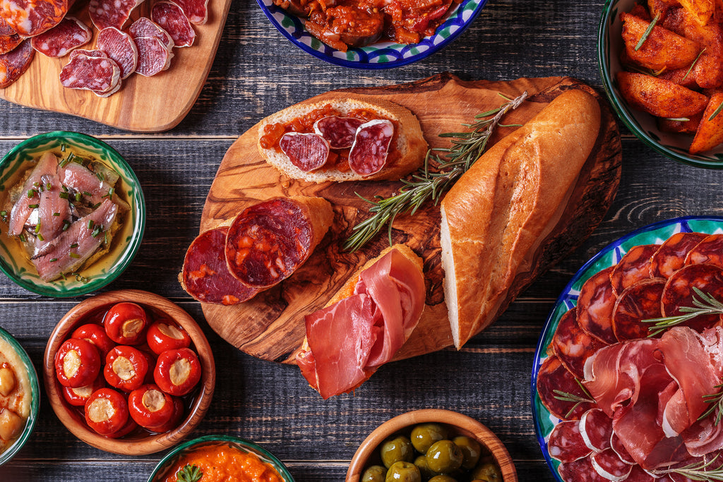 Dinner Table Set With Italian Meats